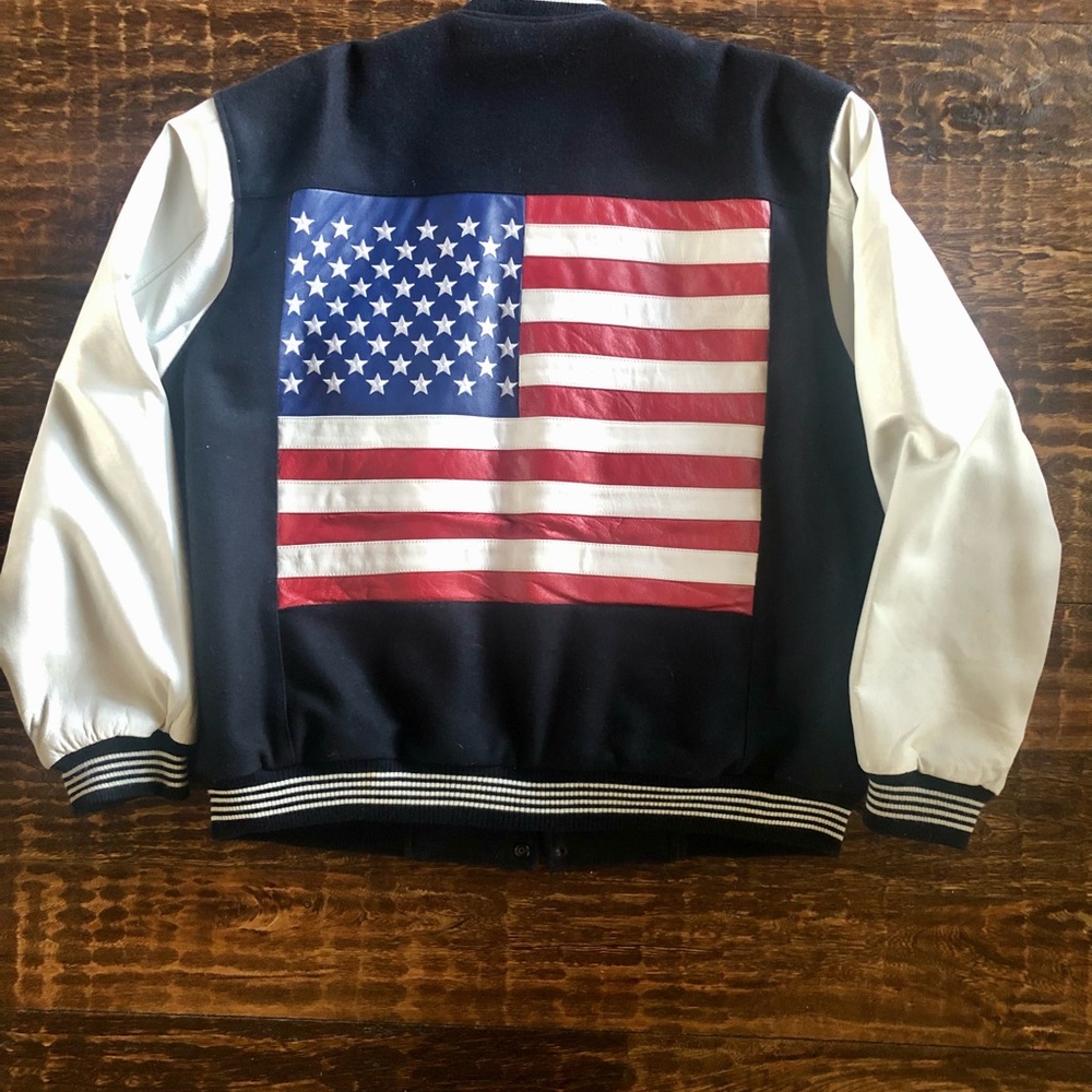 Leather U.S.A. Navy/White Jacket - Size M (EUC) - Picture 9 of 16